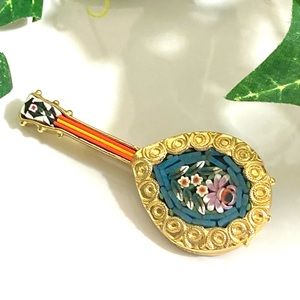 Vintage 14K GP Micro Mosaic Mandolin